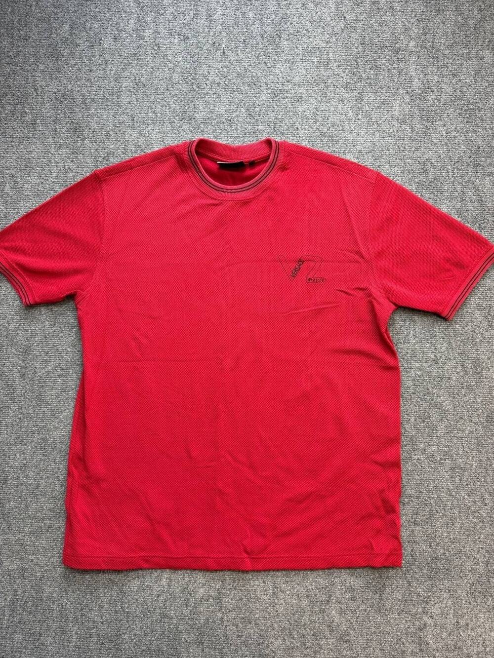 Versace Classic V2 Red Textured Short Sleeve T-Shirt Men's Size M